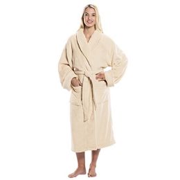 4 Bulk Tahoe Fleece Shawl Collar Robe In Beige