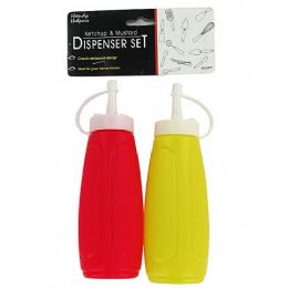 24 Bulk Restaurant Design Ketchup & Mustard Dispenser Set Plastic
