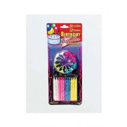48 Bulk Birthday Candles With Decorative Holders Set