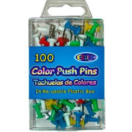 48 Bulk Push pins, asst colors, 100 ct., reusable box