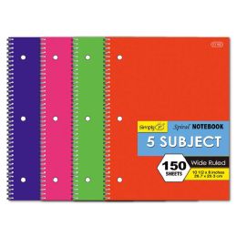 36 Bulk 5-sub 150-Piece spiral notebook wide ruled Assorted color