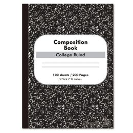 48 Bulk 100-Piece marble composition book college ruled black