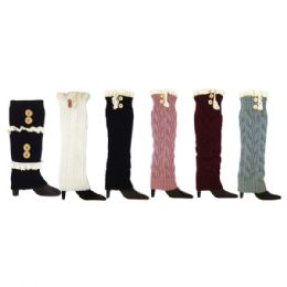 48 Bulk Leg Warmers Assorted Colors With Button