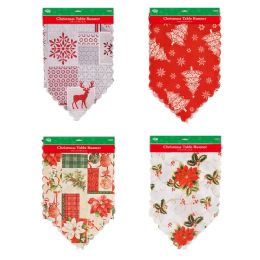 36 Bulk Christmas Table Runner Red Prints