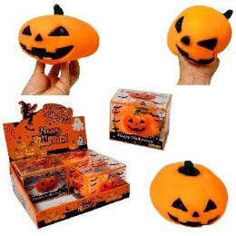 24 Bulk 6"x4" Flour-Filled Pumpkin Jack O'Lantern Squishy Toy