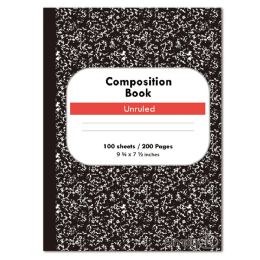 48 Bulk 100-Piece unruled black marble composition book