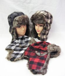 36 Bulk Winter Plaid Pilot Hat