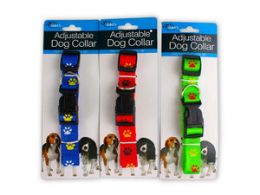 24 Bulk Dog Collar With Paw Print Design