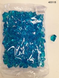 36 Bulk Plastic Decoration Stones In Aqua Blue