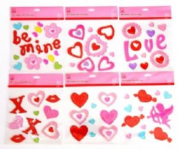 144 Bulk Valentine's Window Gel Clings
