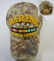 24 Bulk Licensed Marines Hat [vietnam Veteran] *digital Camo