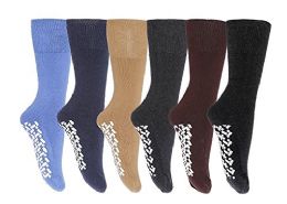 6 Bulk Yacht & Smith Men's Thermal Non Slip Gripper Bottom Tube Socks