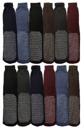 12 Bulk Yacht & Smith Men's Thermal Non Slip Gripper Bottom Tube Socks