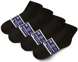 6 Bulk Yacht & Smith Men's Cotton Diabetic Black Quarter Ankle Socks, Size 10-13