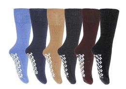 6 Bulk Yacht & Smith Men's Thermal Non Slip Gripper Bottom Tube Socks