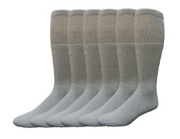 6 Bulk Yacht & Smith Women's 26 Inch Cotton Tube Sock Solid Gray Size 9-11