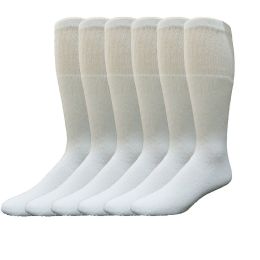 6 Bulk Yacht & Smith Women's 26 Inch Cotton Tube Sock Solid White Size 9-11