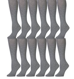 12 Bulk Yacht & Smith Girl's Gray Knee High Socks