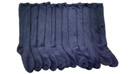 12 Bulk Yacht & Smith Girl's Navy Knee High Socks