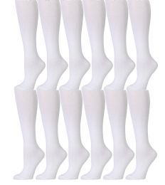 12 Bulk Yacht & Smith Girls Cotton Knee High White Socks