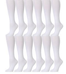 12 Bulk Yacht & Smith Girls Knee High White Socks