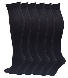 6 Bulk Yacht & Smith Women's 20 Denier Opaque Gray Knee High Dress Socks