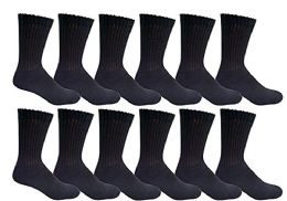 12 Bulk Yacht & Smith Men's Cotton Terry Cushioned King Size Crew Socks