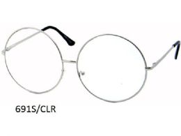 48 Bulk Clear Lens Large Round Metal Eye Glasses