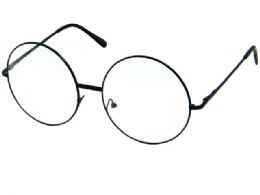 48 Bulk Clear Lens Large Round Metal Eye Glasses