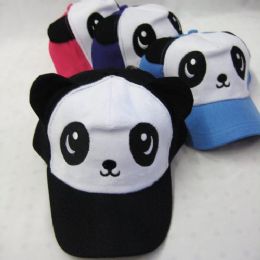 36 Bulk Kid's Panda With Ears Baseball Cap