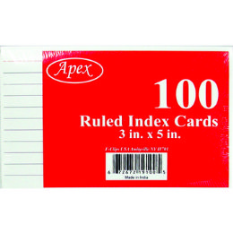 72 Bulk Index cards, 3x5, 100 pk, white, ruled