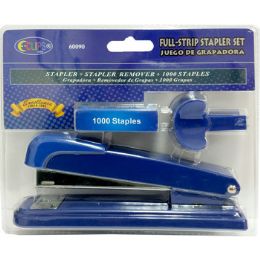 24 Bulk Metal Stapler With Remover And 1000 Staples, Clamshell Sealed, Black Color
