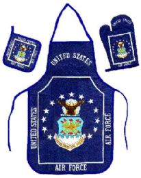 6 Bulk Air Force Kitchen Set Consists Of Apron, Oven Mitt And Hot Pad