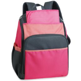 24 Bulk 17 Inch Pink Color Block Diaper Backpack