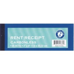 72 Bulk Rent Receipt Book, Carbonless, 3X 8, 25 Sets, 50 Sheets  