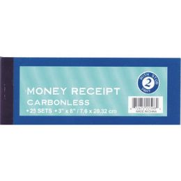 72 Bulk Money Receipt Book, Carbonless, 3x 8, 25 Sets, 50 Sheets 