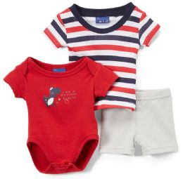 24 Bulk Newborn Boy's Shorts, T-Shirt & Onesie Set - Dinosaur Prints - Sizes 3-12m