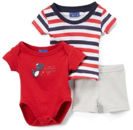 24 Bulk Newborn Boy's Shorts, T-Shirt & Onesie Set - Dinosaur Prints - Sizes 3-12m