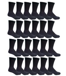 240 Bulk Yacht & Smith Mens Soft Cotton Athletic Crew Socks, Terry Cushion, Sock Size 10-13 Black