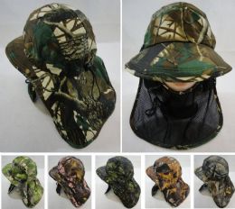 12 Bulk Legionnaires Hat Hardwood Camo With Front Mesh Face Cover