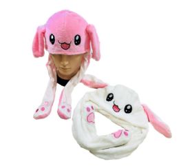 24 Bulk Plush Bunny Hat With Flapping Ears