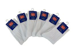 144 Bulk Boys Nylon Dress Socks, Boys Uniform Socks, Solid White Size L