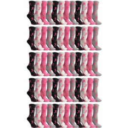 60 Bulk Yacht & Smith Women's Assorted Colored Breast Cancer Awareness Crew Socks Size 9-11