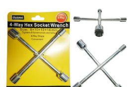 72 Bulk 4-Way Hex Socket Wrench Sizes: 8, 10, 12, 14mm