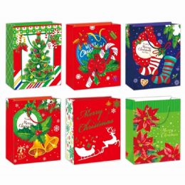 96 Bulk Gift Bag Xmas Three Pack In Small