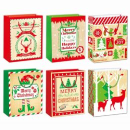 96 Bulk Gift Bag Xmas Two Pack Medium