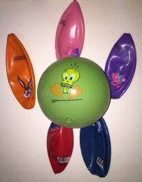 144 Bulk Cute Assorted Kids Characters And Colors Rubber Play Balls Set