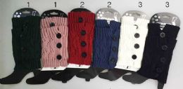 48 Bulk Knitted Boot Topper Crochet With 3 Big Buttons