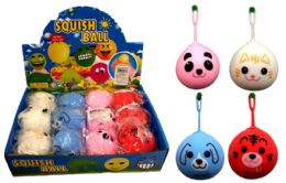 72 Bulk Animal Face Puffer Ball Yo Yo Ball