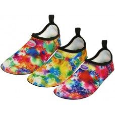 36 Bulk Women's "wave" Super Soft Elastic Nylon Upper Fantasy Printed Yoga Sock Water Shoes